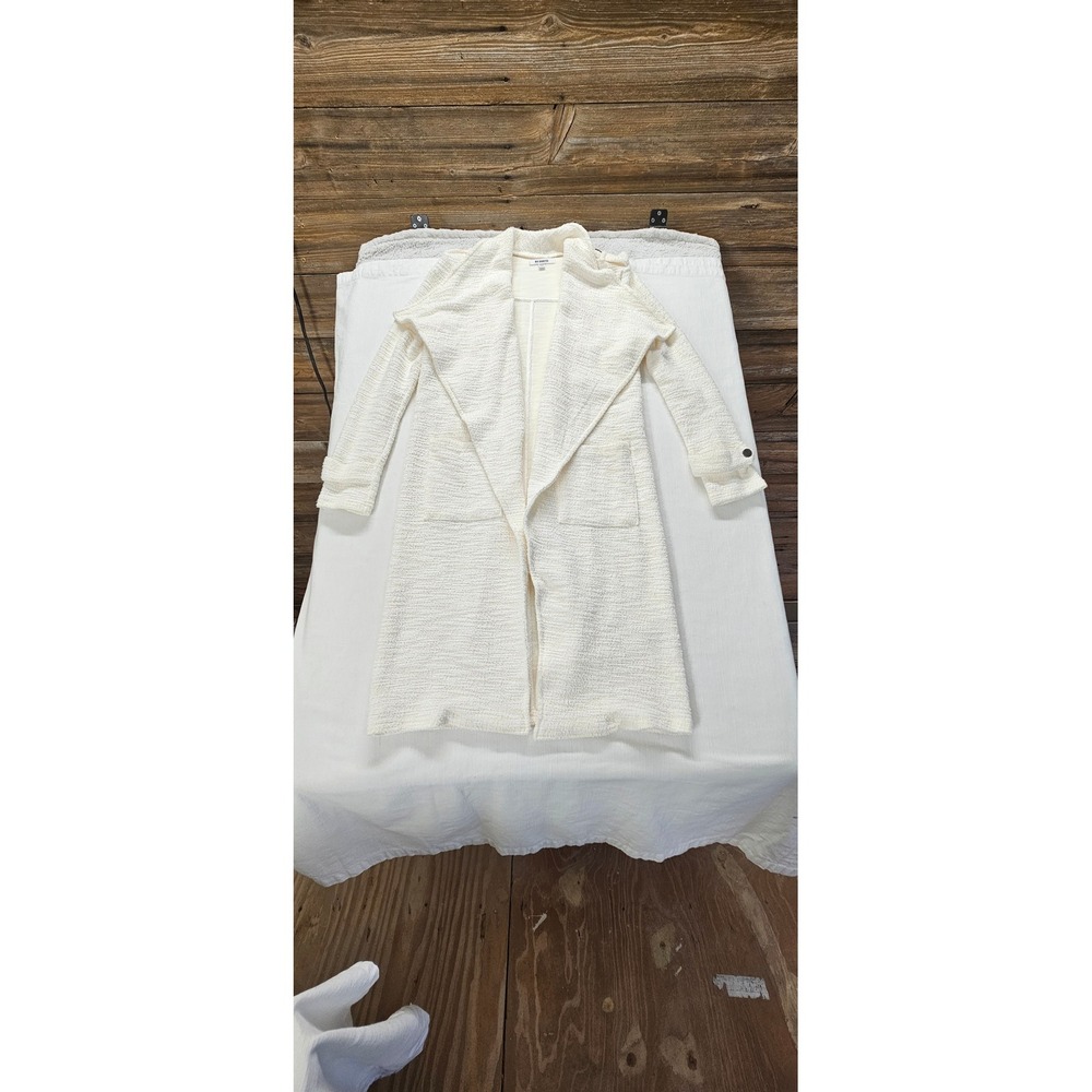 BB Dakota Ivory Boucle Draped Open Front Long Cardigan Coat BJ302046ND XXS